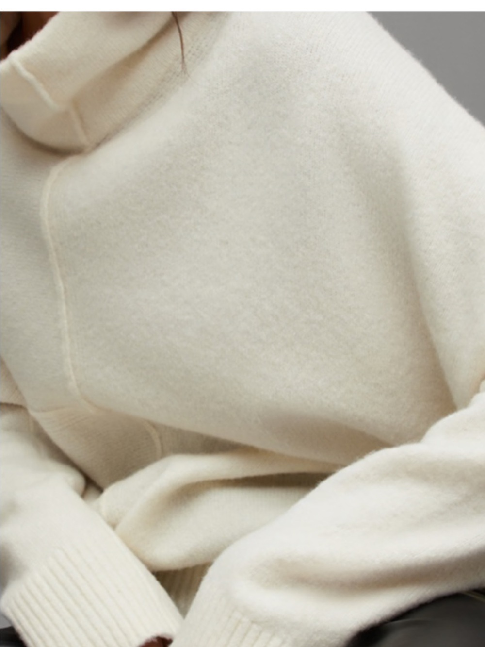 Cream Turtleneck Oversized Sweater asymmetrical All Saints - Picture 7 of 12